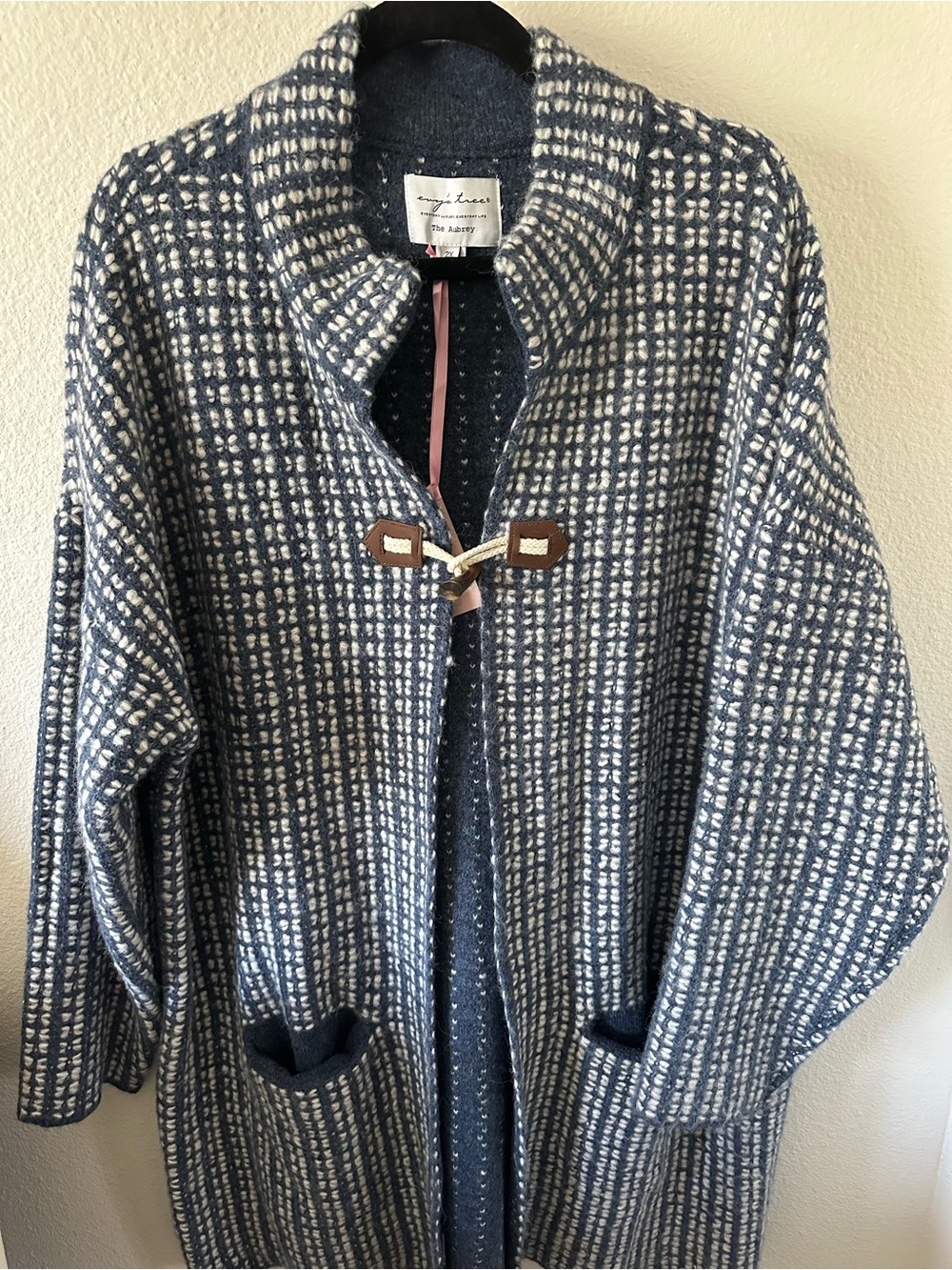 Evy’s Tree The Aubrey 2X NWT Navy Cream Knit Coatigan Cardigan